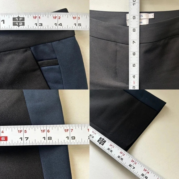 Rickis Ankle Cropped Slim Fit Pants Black Navy Blue Tuxedo Side Stripe Size 2 - Picture 12 of 15